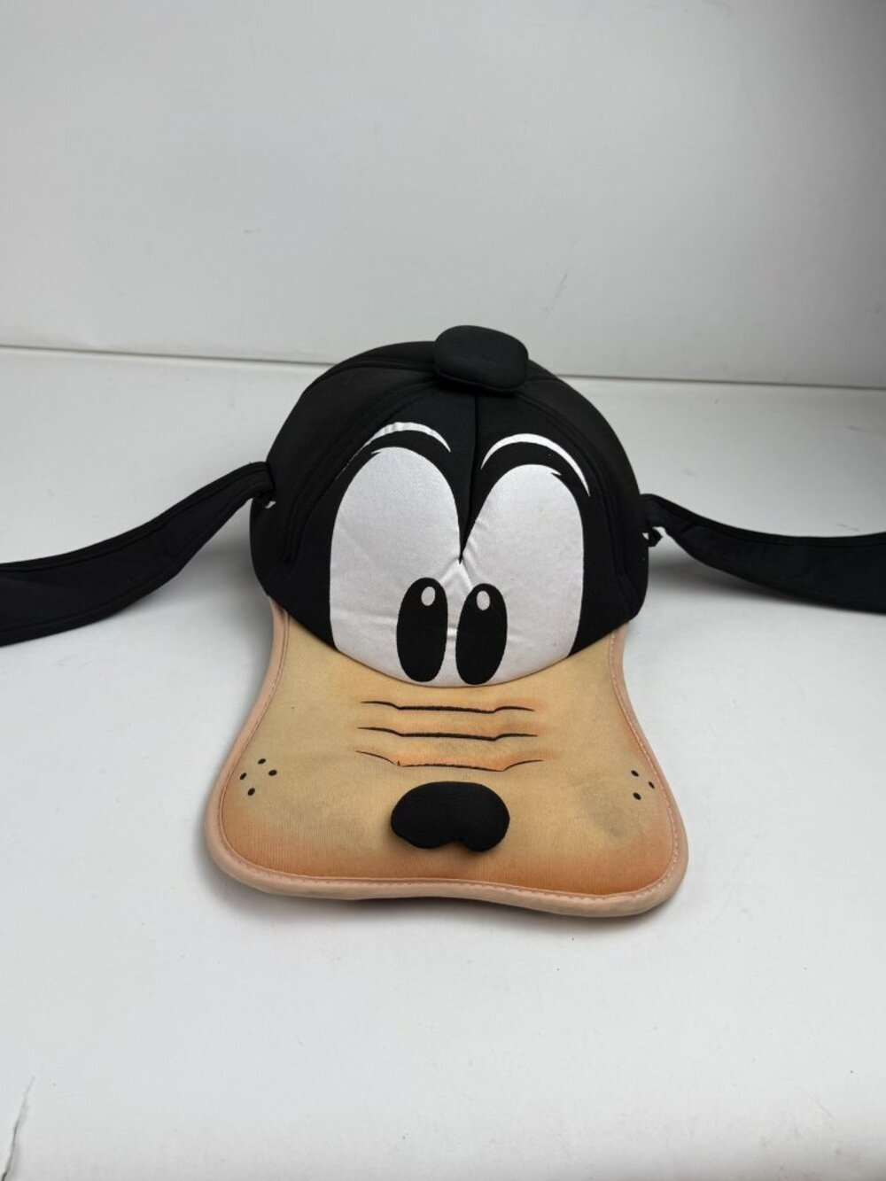 Disney Parks Goofy Big Face Hat Plush Ears Teeth Adult Baseball Cap Stained VTG
